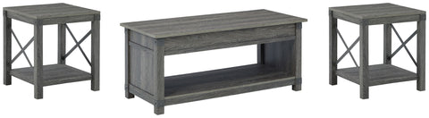 Freedan - 3 Pc. - Coffee Table, 2 End Tables - Grayish Brown