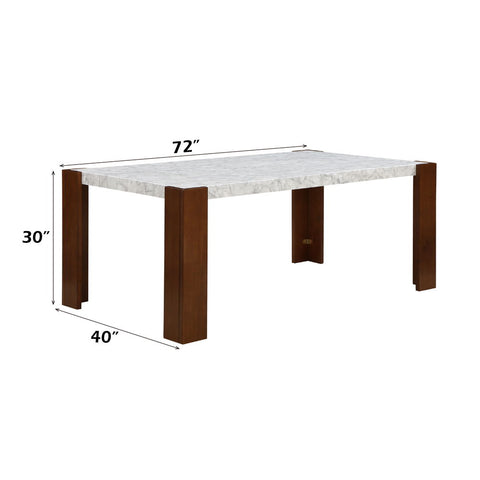 Hettie - Dining Table With Engineering Stone Top - Brown