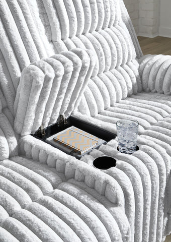 Rhines Falls - Alloy - Double Reclining Power Loveseat With Console