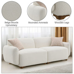 Darius - Sofa With 2 Pillows - Beige Boucle