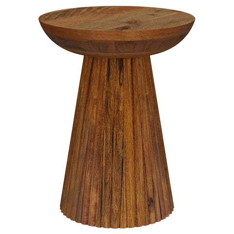 Aureo - Round Solid Wood Accent Side Table Wild - Honey