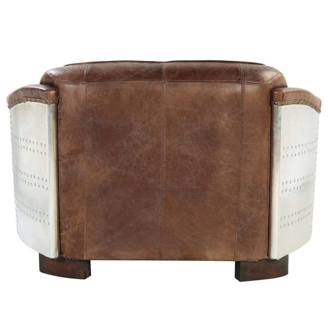 Brancaster - Loveseat - Retro Brown Top Grain Leather & Aluminum