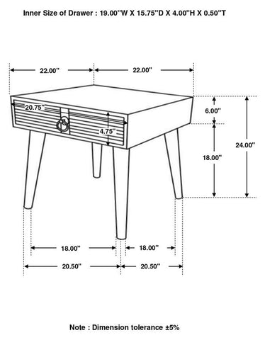 Zabel - 1-Drawer Square Mango Wood Side End Table - Natural