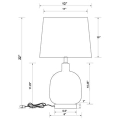 Costner - Empire Shade Clear Glass Table Lamp - Nickel