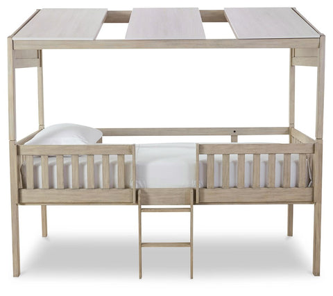 Wrenalyn - White / Brown / Beige - Twin Loft Bed With Roof Panels