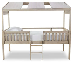 Wrenalyn - White / Brown / Beige - Twin Loft Bed With Roof Panels