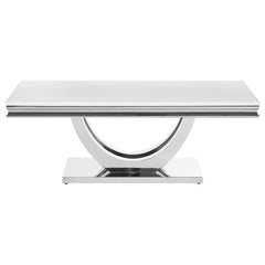 Kerwin - Rectangular Stone Top Coffee Table - White And Chrome