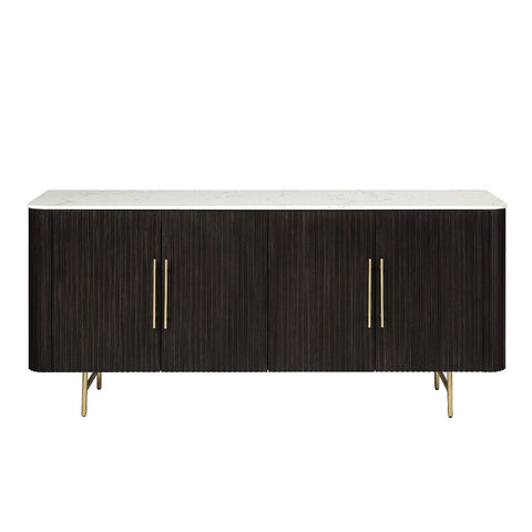 Clayten - Server - White Natural Marble Top & Espresso