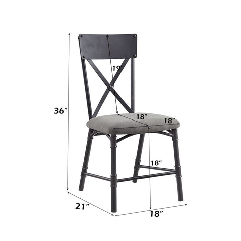 Edina - Side Chair (Set of 2) - Gray Fabric, Oak & Sandy Black