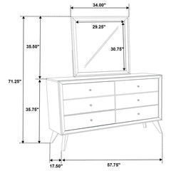 Janelle - 6-Drawer Dresser With Mirror - White