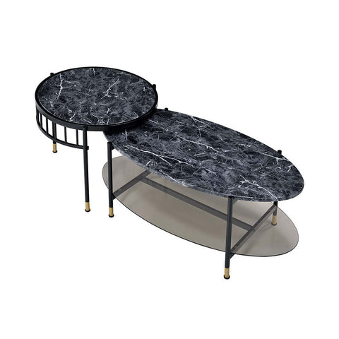 Silas - Coffee Table - Faux Marble Top & Black Finish