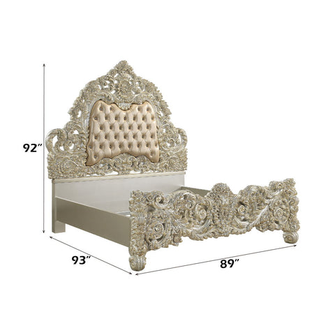 Sorina - Eastern King Bed - PU & Antique Gold Finish