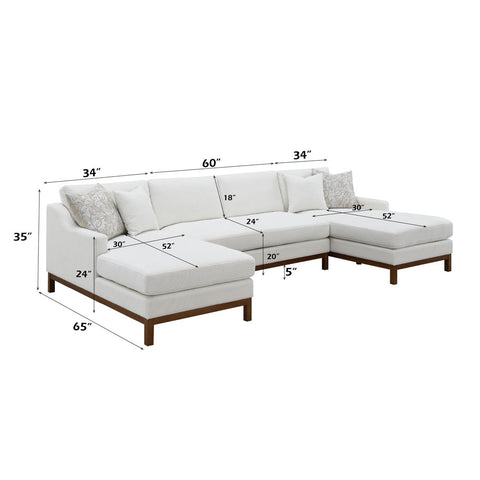 Valiant - Sectional Sofa - Ivory Chenille