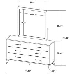 Kaywood - 6-Drawer Dresser And Mirror - Natural Pine