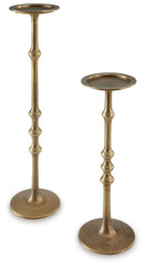 Larwick - Antique Brass Finish - Candle Holder Set (Set of 2)
