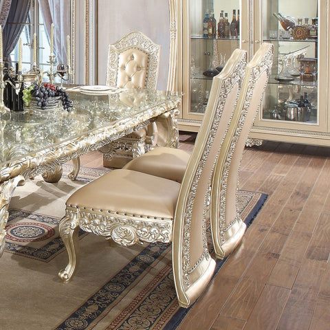 Vatican - Side Chair (Set of 2) - Synthetic Leather & Champagne Silver