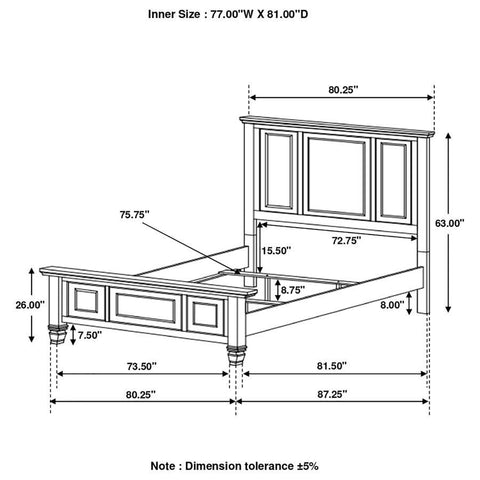 Sandy Beach - Panel Bed with High Headboard