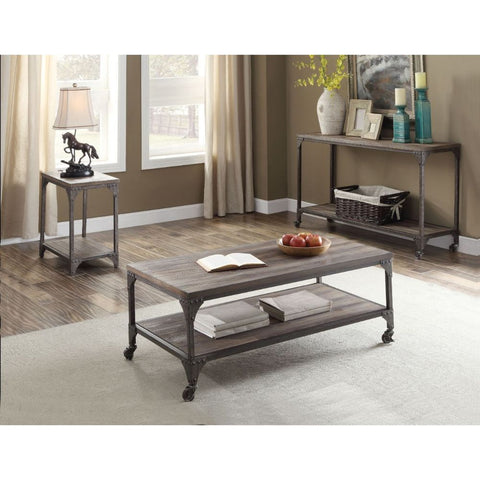 Gorden - Coffee Table - Weathered Oak & Antique Nickel