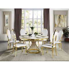 Fallon - Side Chair (Set of 2) - White PU & Mirroed Gold Finish