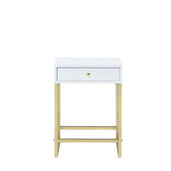 Coleen - Accent Table - White & Brass