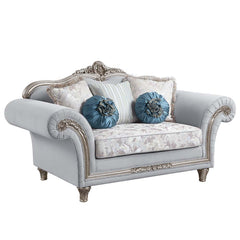 Pelumi - Loveseat - Light Gray Linen & Platinum - Finish