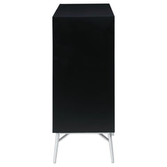 Josie - 2 Door Wood Sunburst Accent Cabinet - Black And Silver