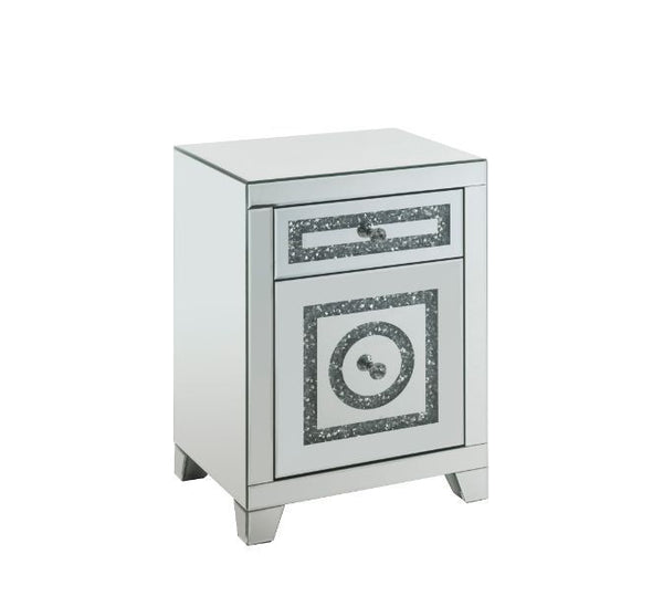 Noralie - Accent Table With Storage Drawers - Mirrored & Faux Diamonds - 26"