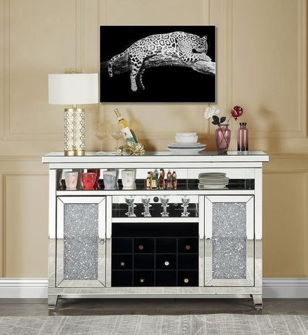 Noralie - Wine Cabinet - Mirrored & Faux Diamonds - 41"