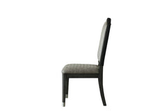 House - Beatrice Side Chair (Set of 2) - Two Tone Gray Fabric & Charcoal Finish