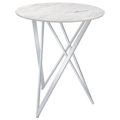 Bexter - Round Faux Marble Bistro Bar Table - Chrome