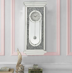 Noralie - Wall Clock - Mirrored & Faux Diamonds - 34"