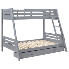 Trisha - 2-Drawer Wood Twin Over Full Bunk Bed - Gray