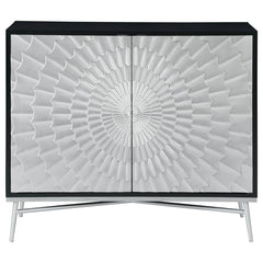 Josie - 2 Door Wood Sunburst Accent Cabinet - Black And Silver