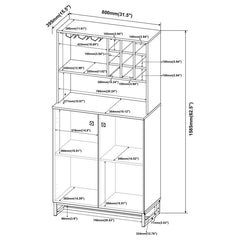 Mendoza - 2 Door Home Bar Cabinet Wine Storage - Rustic Oak