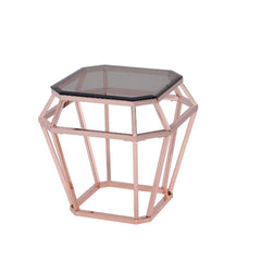 Clifton - End Table - Rose Gold & Smoky Glass