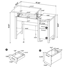 Delwin - 2-Drawer Lift Top Computer Desk - Rustic Nutmeg