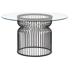 Granvia - Round Glass Top Metal Dining Table - Gunmetal