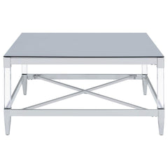 Lindley - Square Tempered Mirror Acrylic Coffee Table - Chrome