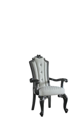 House - Delphine - Chair (Set of 2) - Two Tone Ivory Fabric, Beige PU & Charcoal Finish