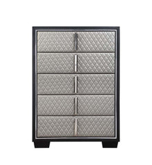 Nicola - Chest - Silver PU & Black Finish