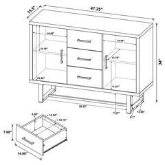 Abelardo - 3-Drawer Engineered Wood Cabinet - Weathered Oak