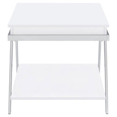 Marcia - Rectangular Side End Table - White High Gloss