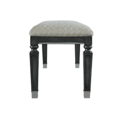 House - Beatrice Bench - Two Tone Beige Fabric, Charcoal Finish