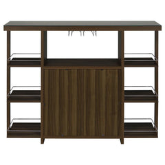 Evelio - 6-Shelf Glass Top Home Bar Wine Cabinet - Walnut