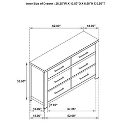 Kieran - 6-Drawer Dresser - Gray