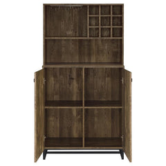 Mendoza - 2-Door Wine Cabinet - Rustic Oak Herringbone And Gunmetal