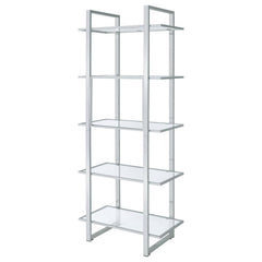 Hartford - Glass Shelf Bookcase - Chrome