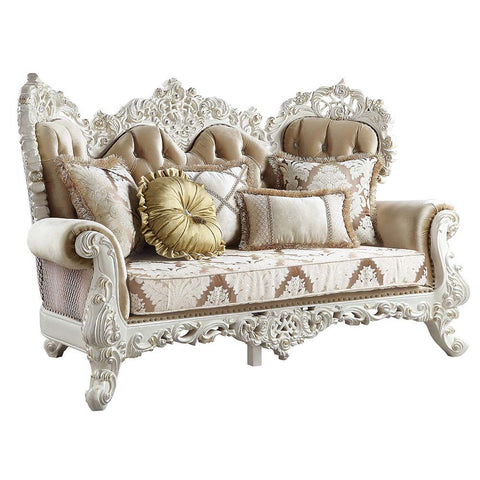 Vanaheim - Loveseat - Fabric & Antique White Finish