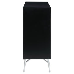 Josie - 2 Door Wood Sunburst Accent Cabinet - Black And Silver