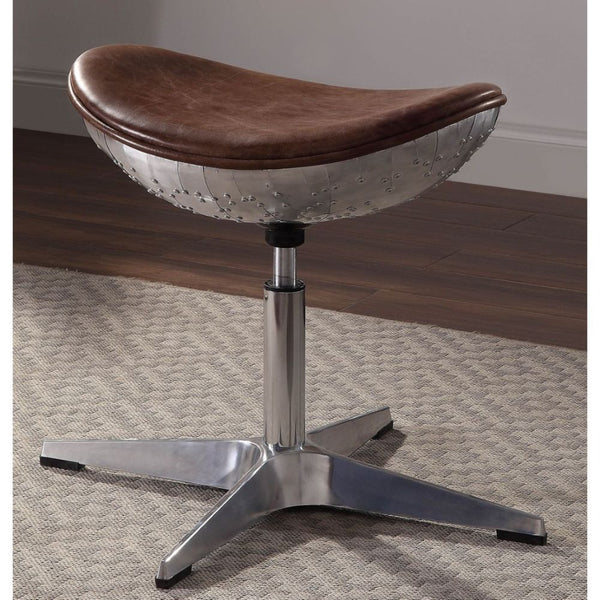 Brancaster - Stool - Retro Brown Top Grain Leather & Aluminum